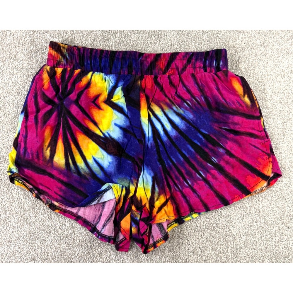 Forever 21 Womens Small Tie Dye Shorts Multicolor Elastic Waist Festival Boho